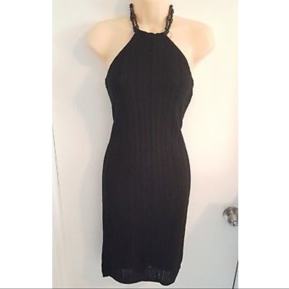 NWT Lauren Ralph Lauren Black Crochet Halter Dress